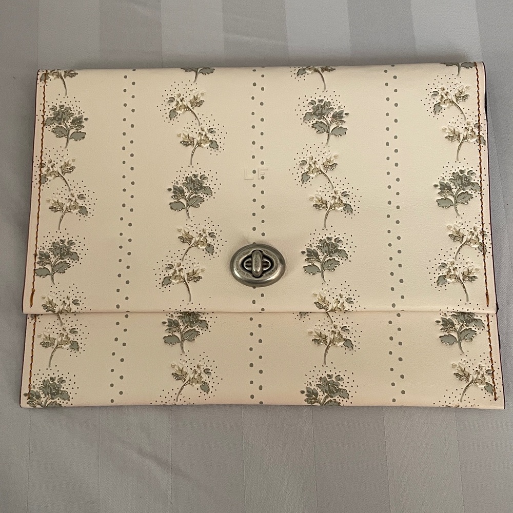 COACH Floral Cream Pouch/Clutch with letters “LF” embossed